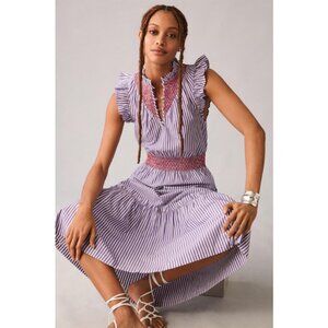 💕CLARE V. ANTHROPOLOGIE💕 Joelle Dress ~ Lilac Striped Print Large L NWT